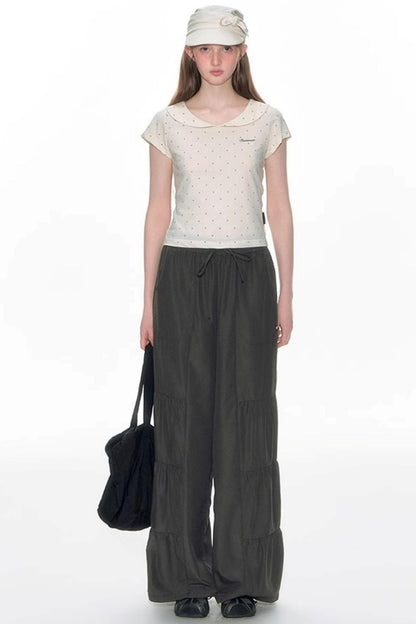 Summer Polka Dot Doll Neck Tee