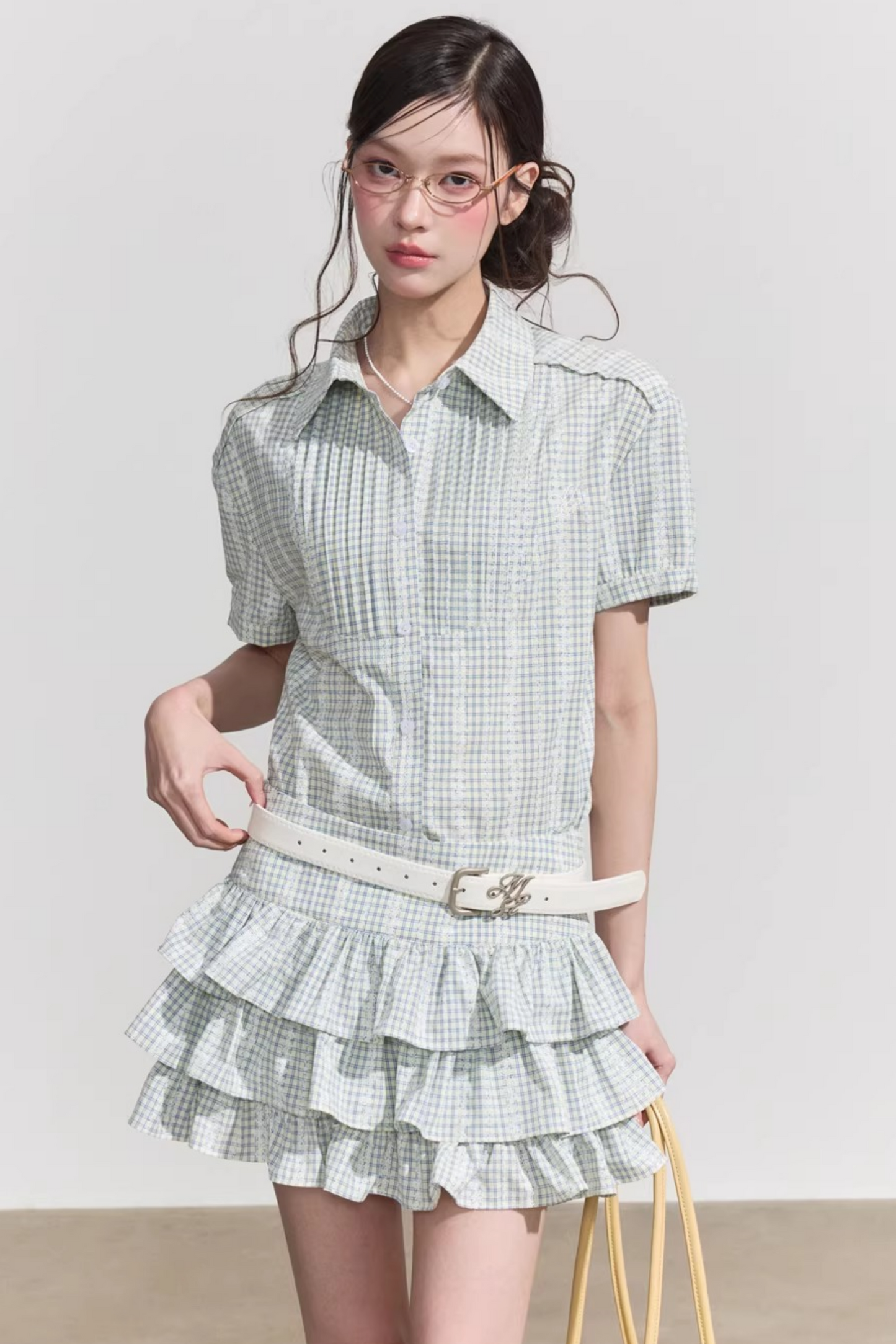 Retro Plaid Two-Piece Suit Set-Up