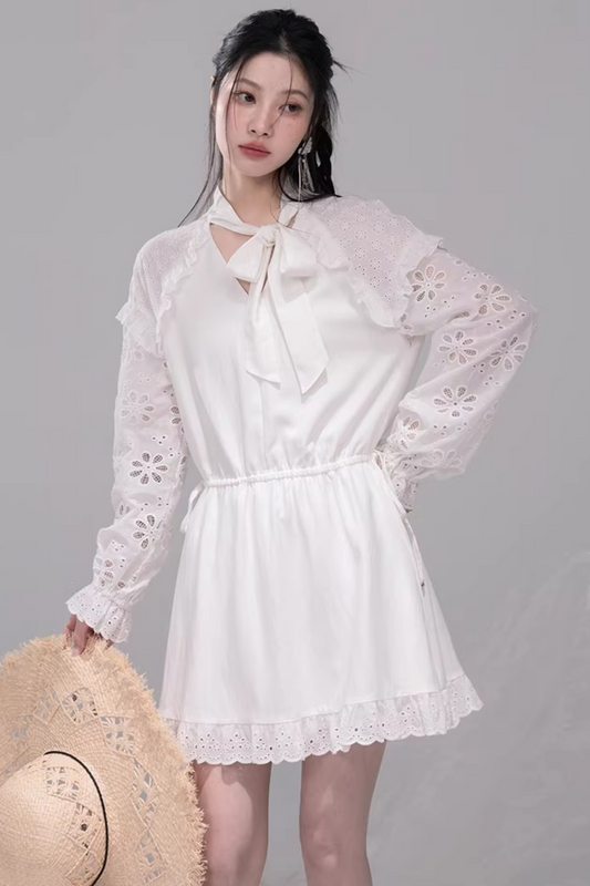 Holiday Lily-Of-The-Valley Embroidered Dress