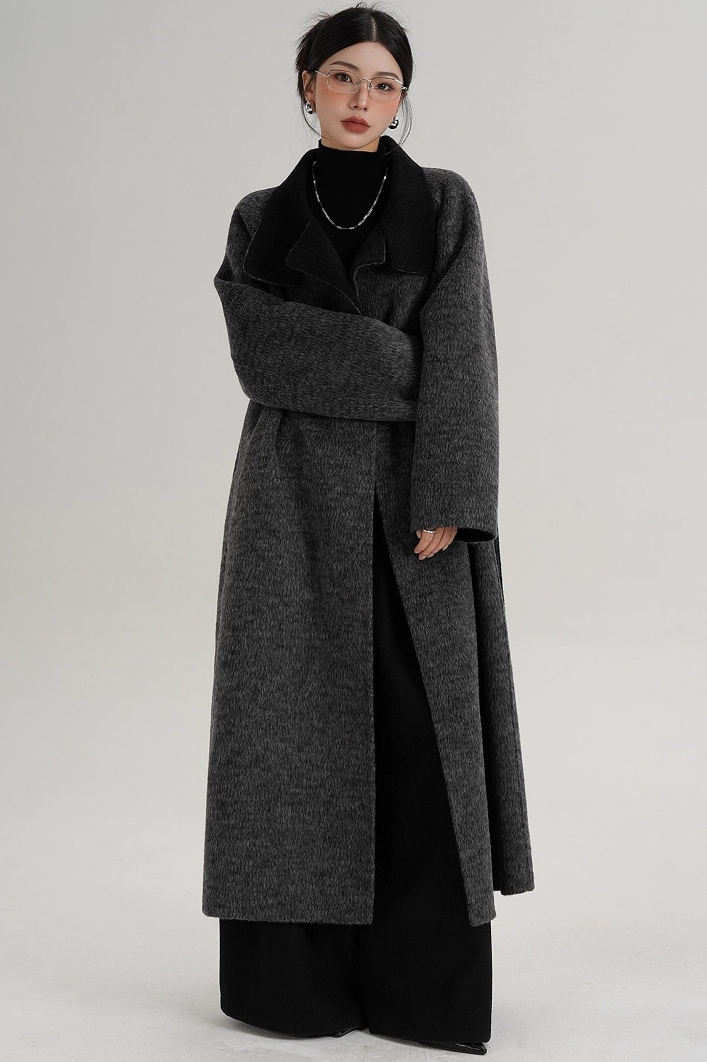 Elegant Athens Gray Wool Coat