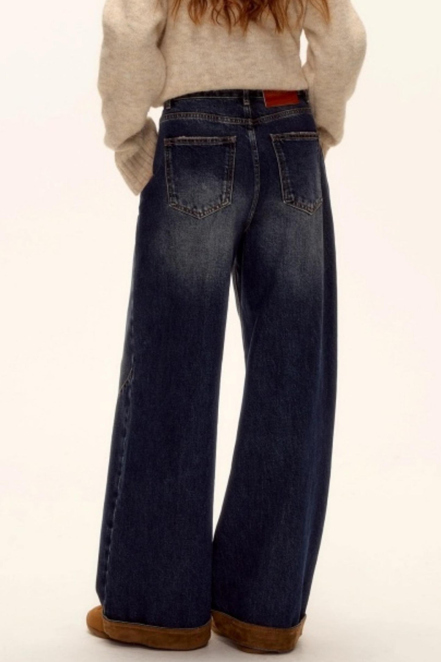 Suede Patchwork Denim Pants