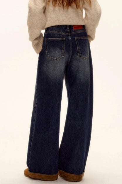 Suede Patchwork Denim Pants