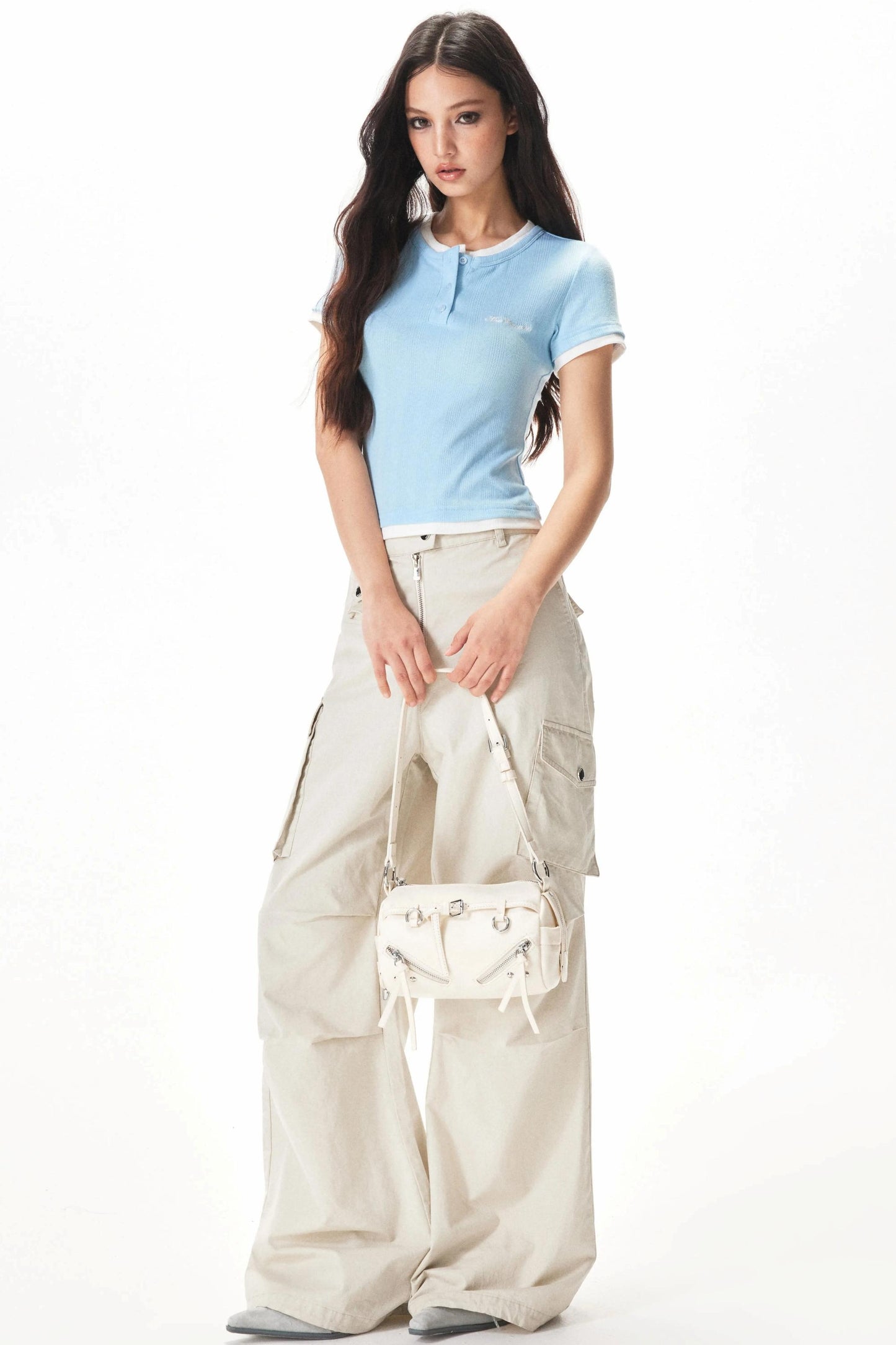 Color-Blocking Knit Short-Sleeve T-Shirt