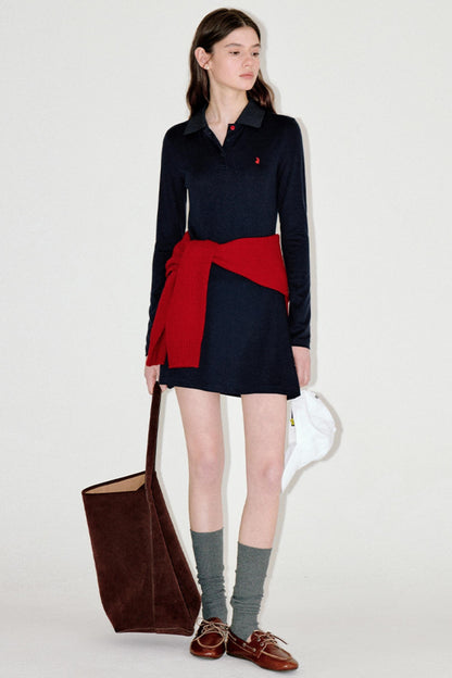 Slim Contrast Long Sleeve Dress