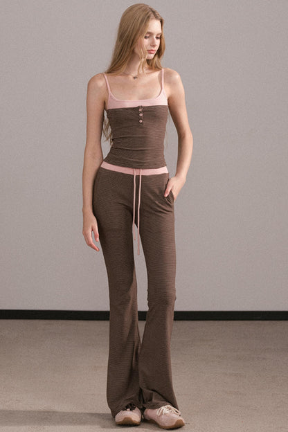 Color-Block Knitted Cardigan Set-Up