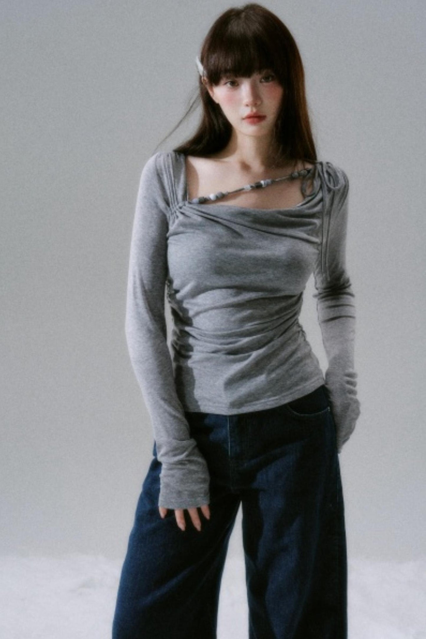 Lyocell Wool Beaded T-Shirt