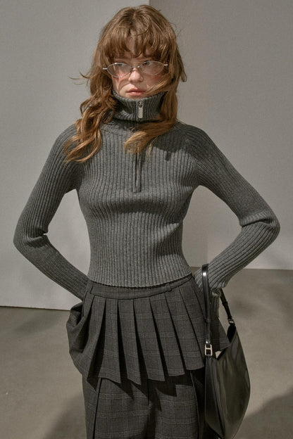 Stand-Up Collar Bottom Sweater
