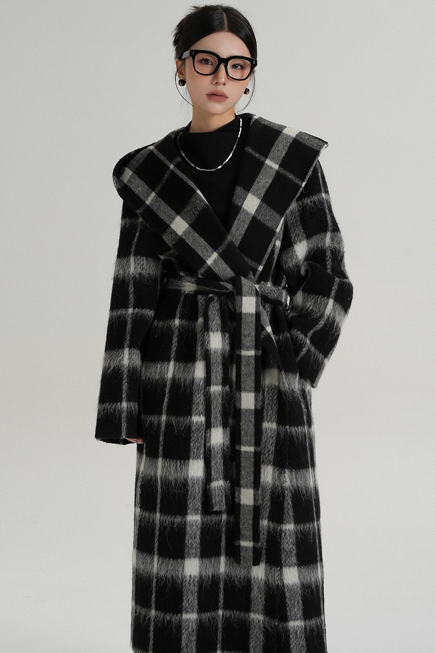 Plaid Alpaca Wool Coat