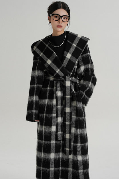 Plaid Alpaca Wool Coat