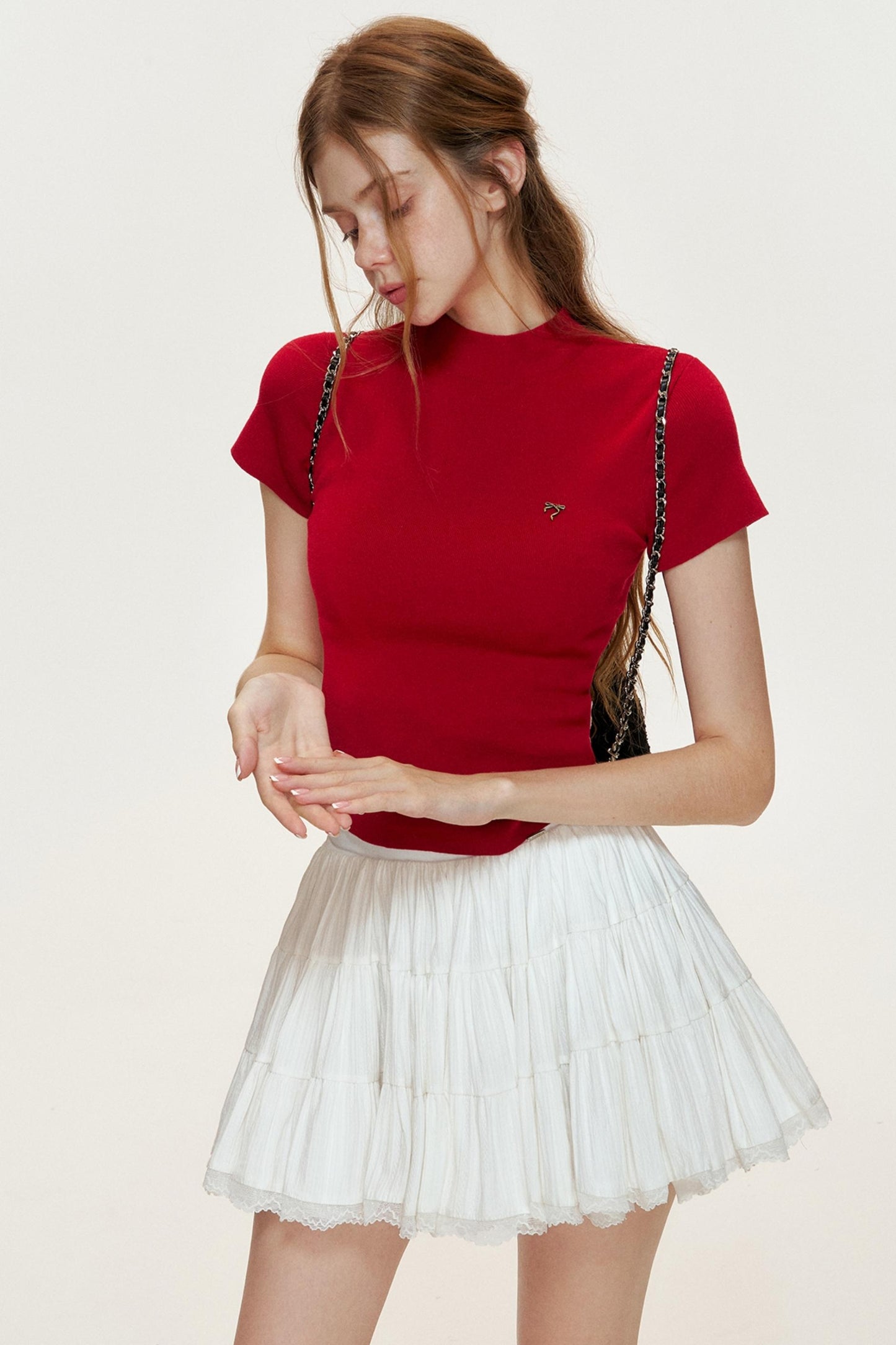 Slim-Fit Knitted Short-Sleeved T-Shirt