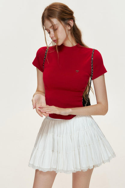 Slim-Fit Knitted Short-Sleeved T-Shirt