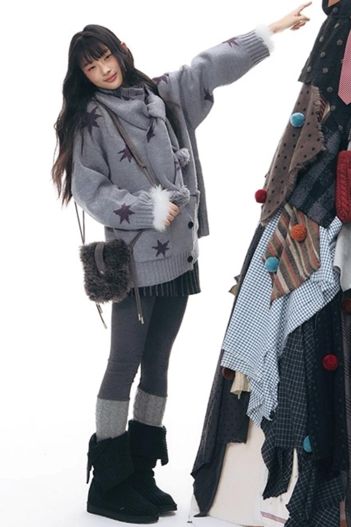 Reversible Star Cardigan Sweater Jacket Set-Up