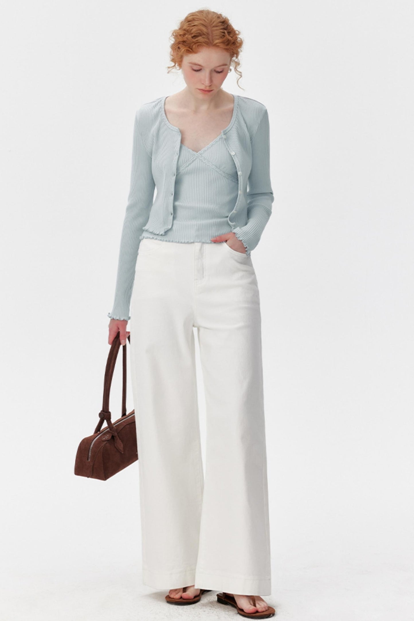 Light Blue Layered Cardigan Set