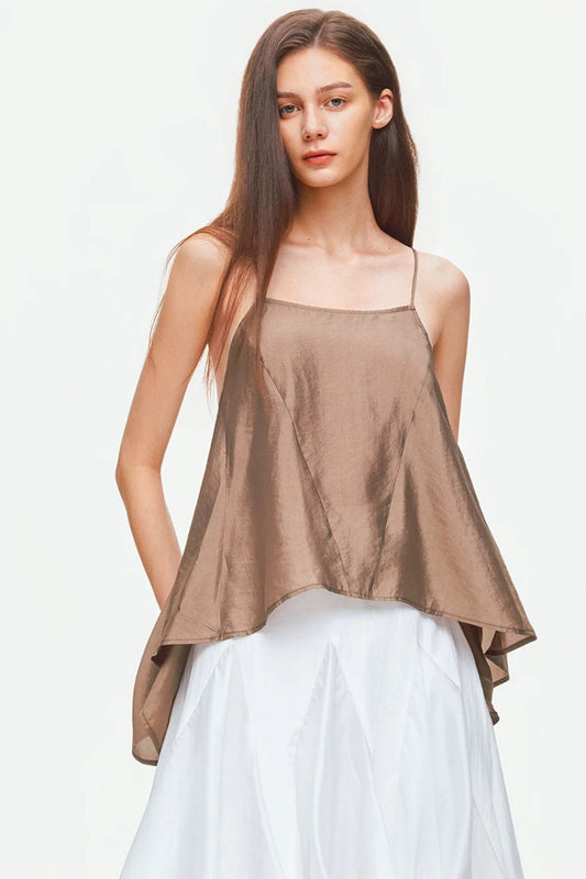 Top camisola de satén asimétrico