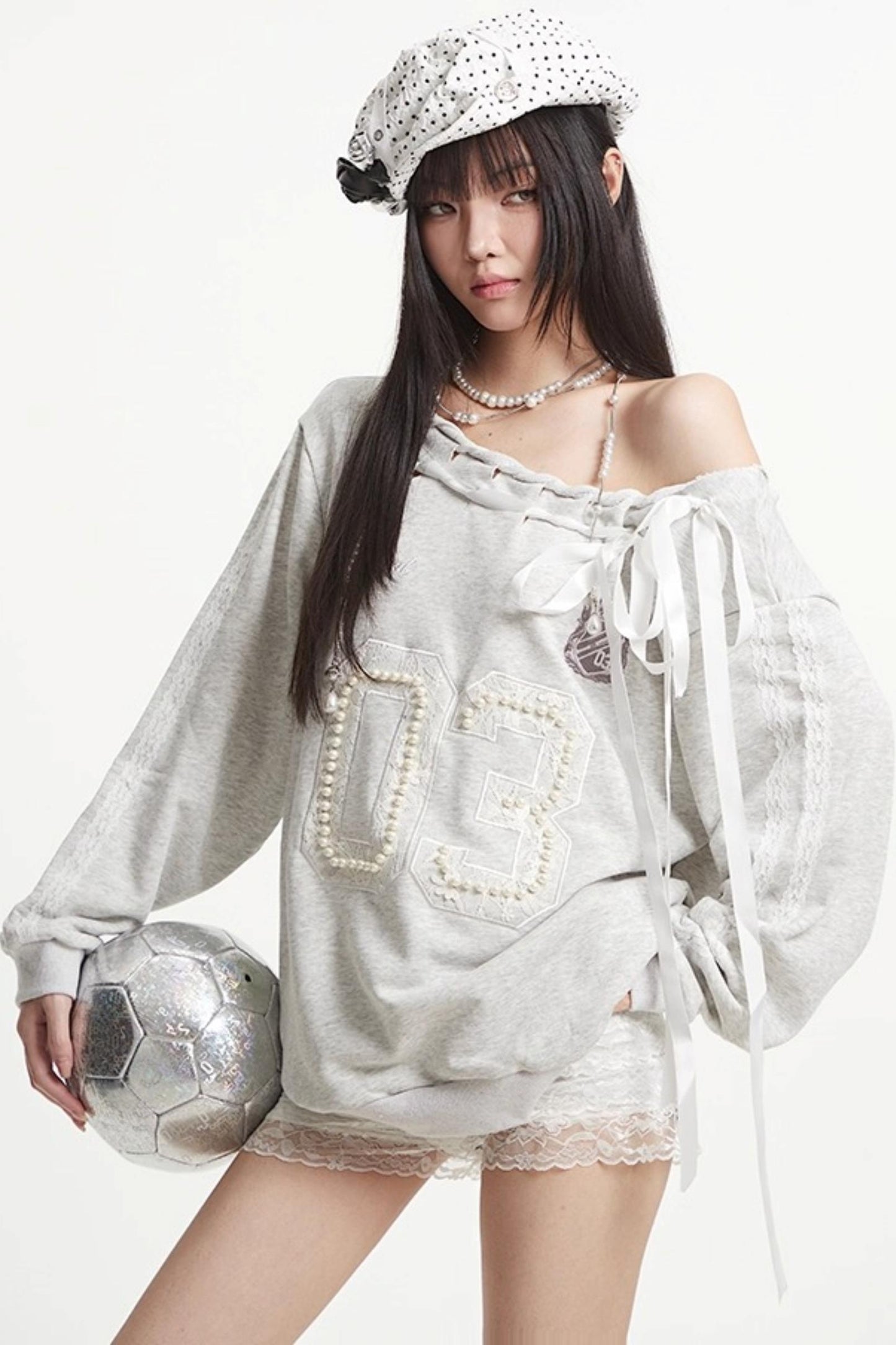 Slanted Shoulder Sweatshirt