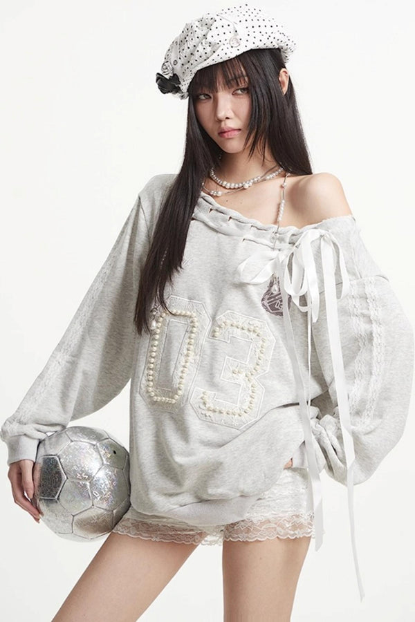 Slanted Shoulder Sweatshirt