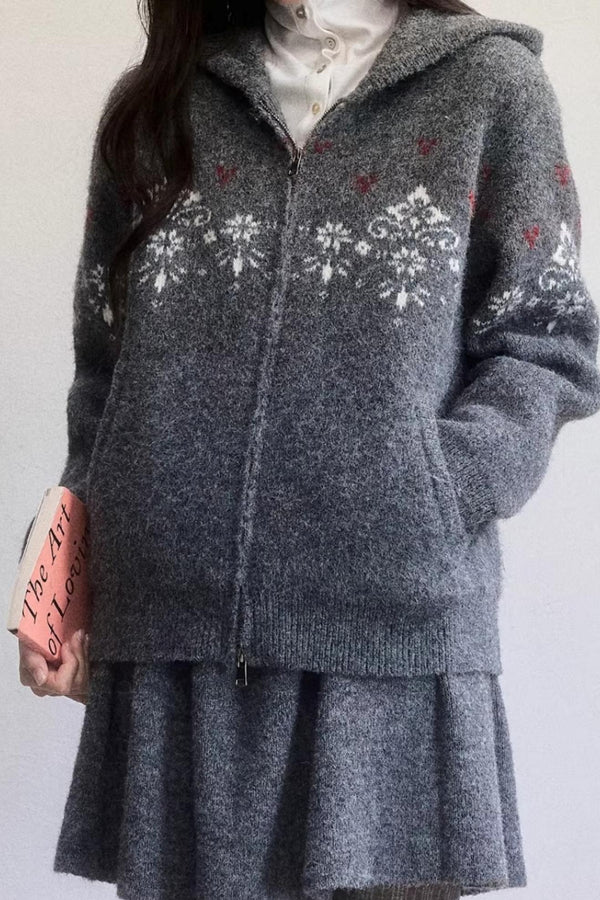 Frosting Jacquard Knit Jacket Set-Up