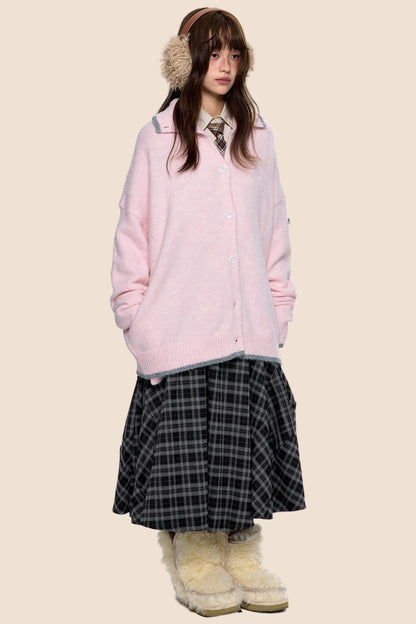 Lapel Knit Retro Cardigan