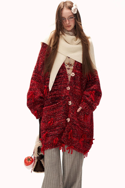 Bow Flower Knit Cardigan