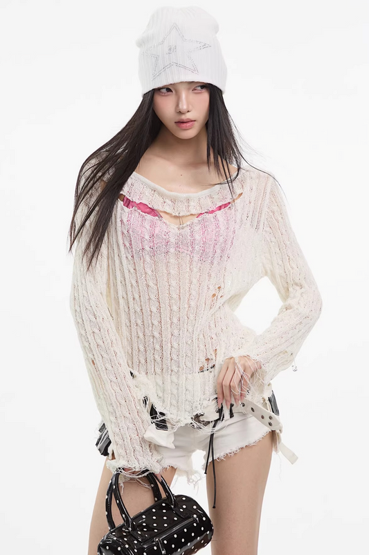 Hollow Out Sequin Knit Top