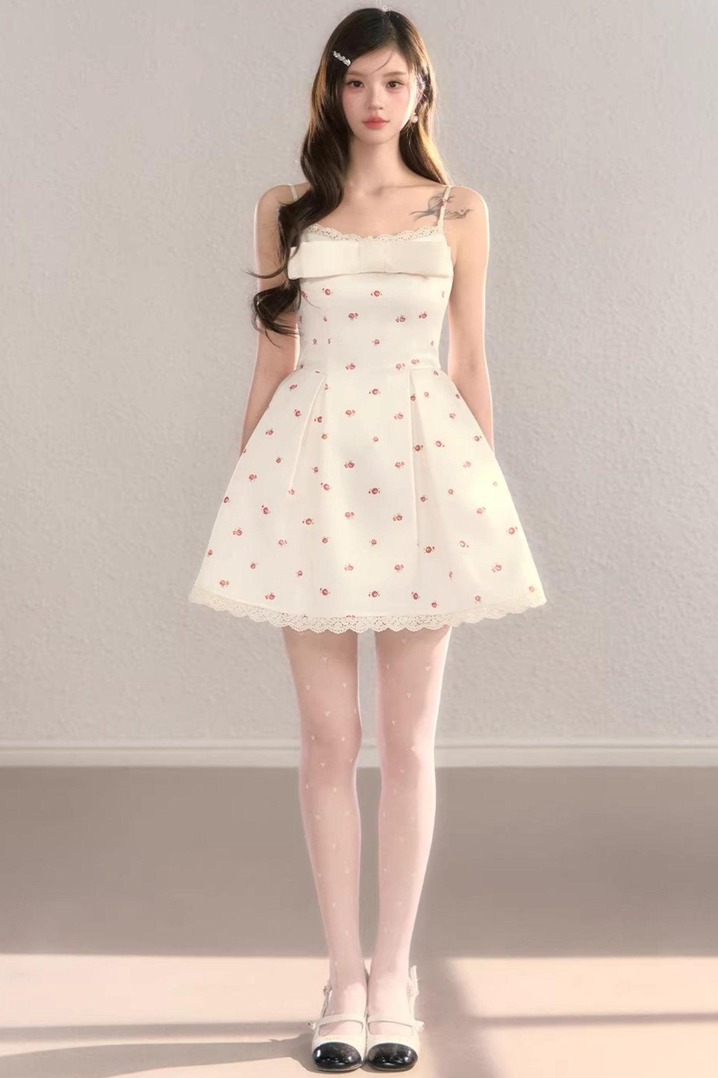 Bow Print Strap Dress