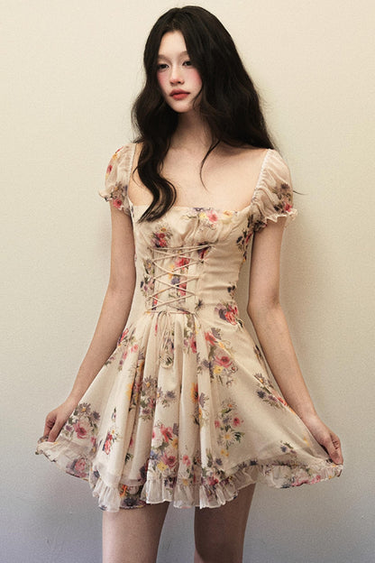 Floral Lace Trim Dress