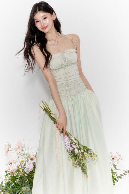 Island Lace-Up Halter Dress