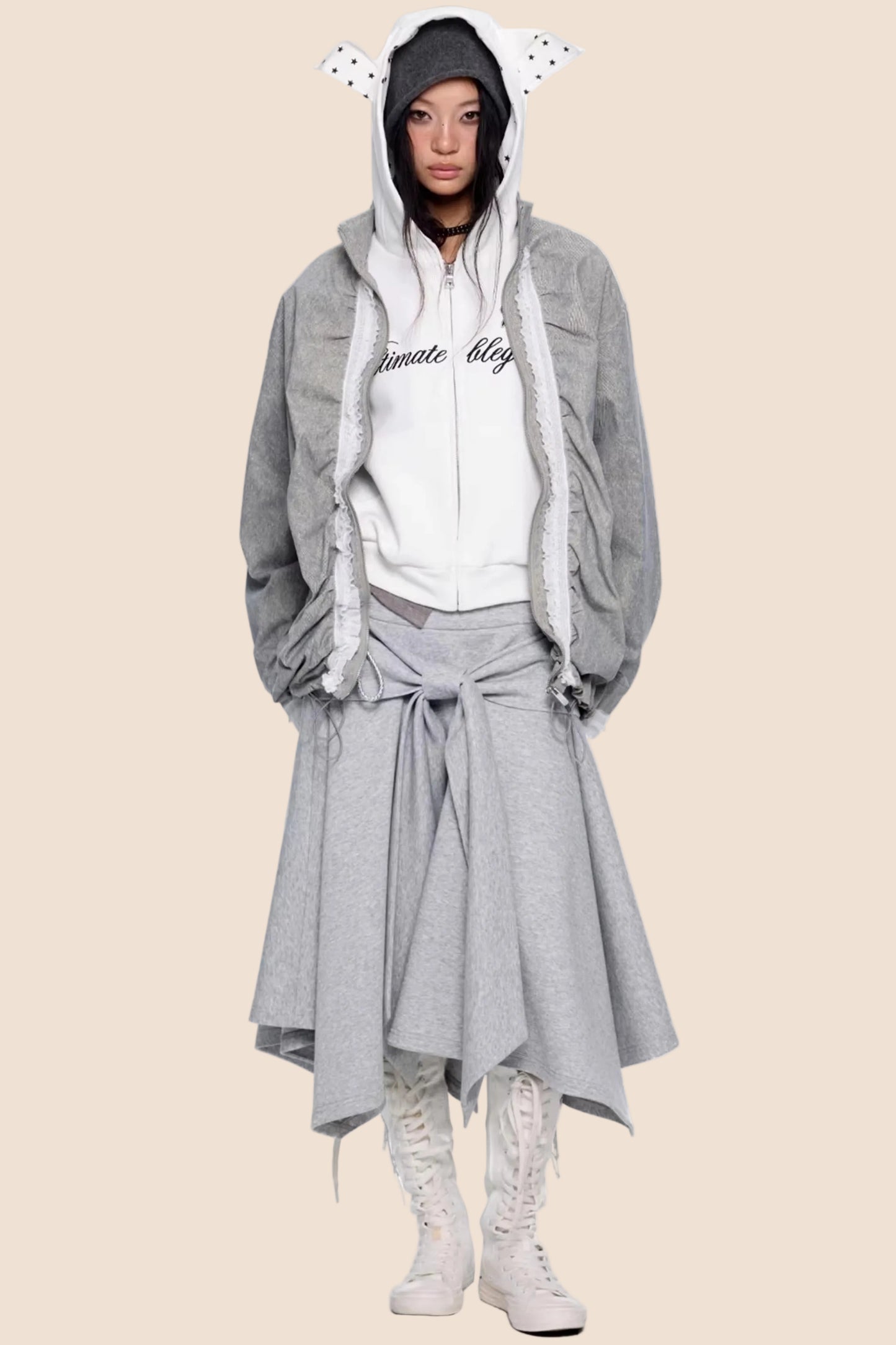 Jacke mit Kordelzug und Reißverschluss