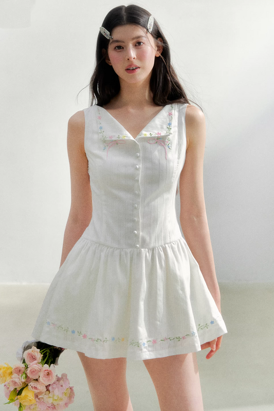 White Elegant Embroidered Dress