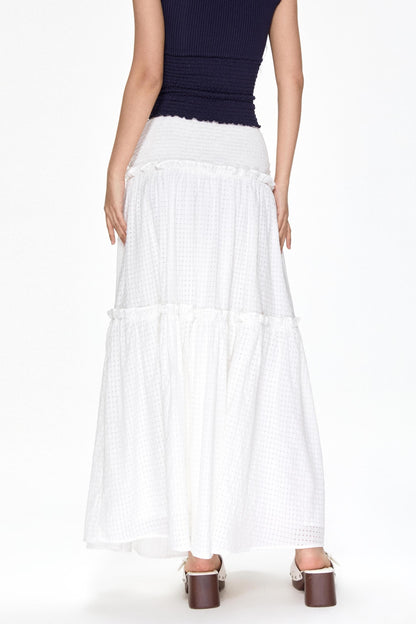 Vintage White Mesh Midi Skirt