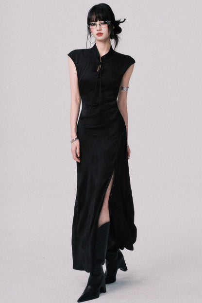 Chic Black Jacquard Dress