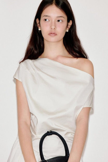 Upright Pleated Shoulder Dress