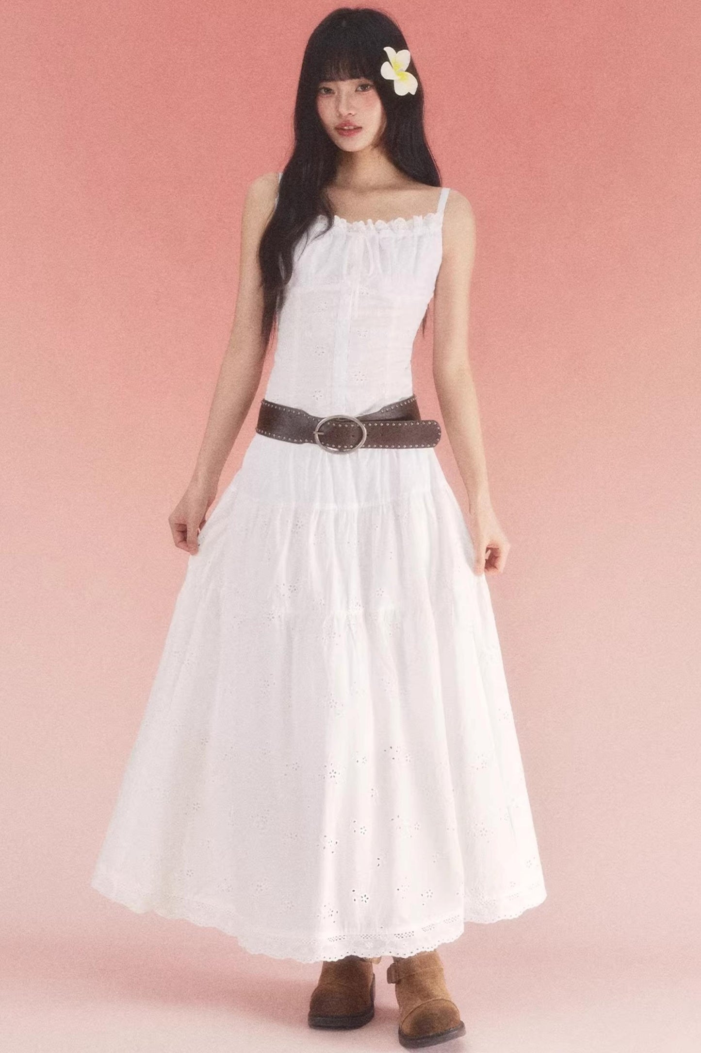 High-Waisted Jacquard A-Line Skirt