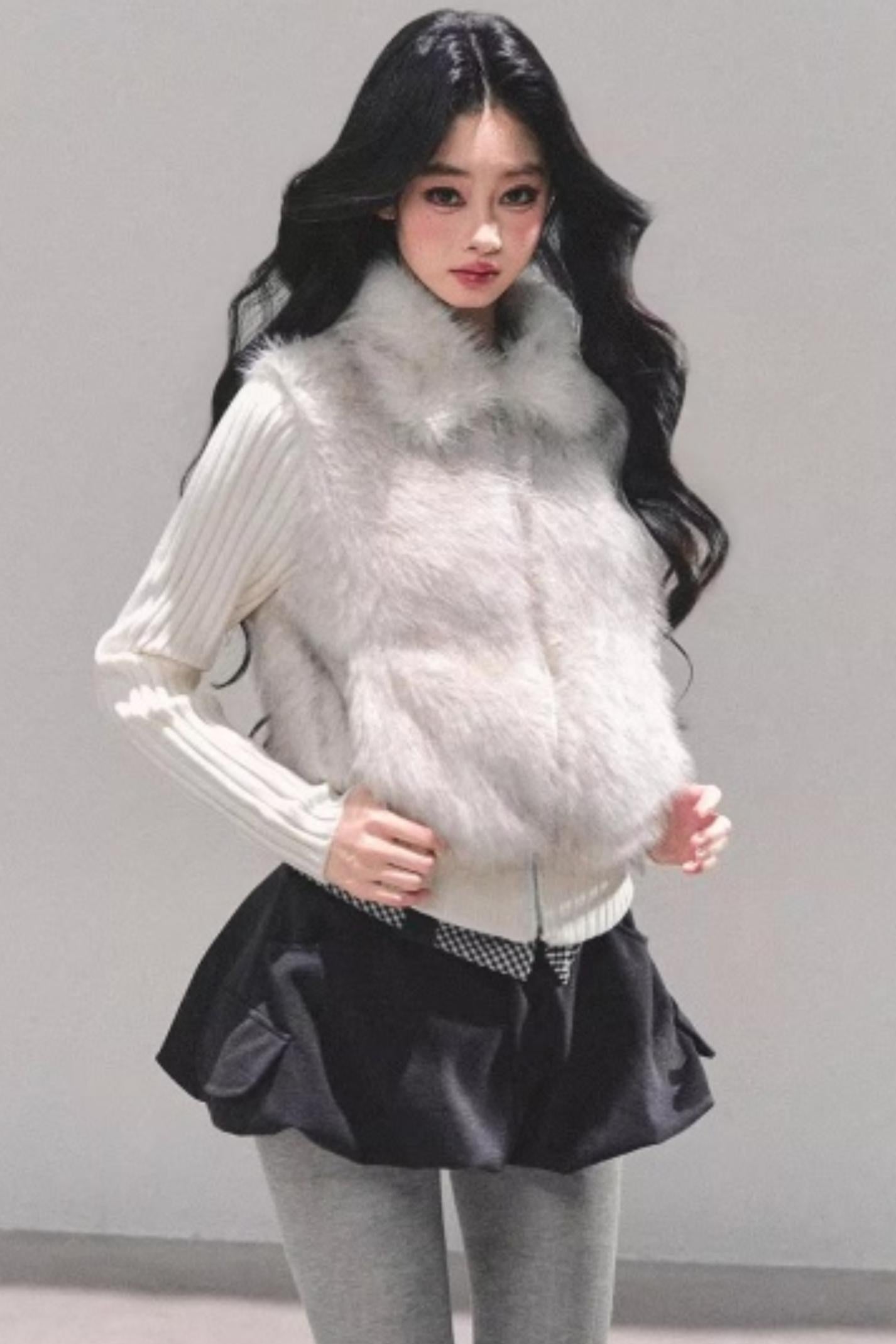 Soft Landing Fur Knit Jacket