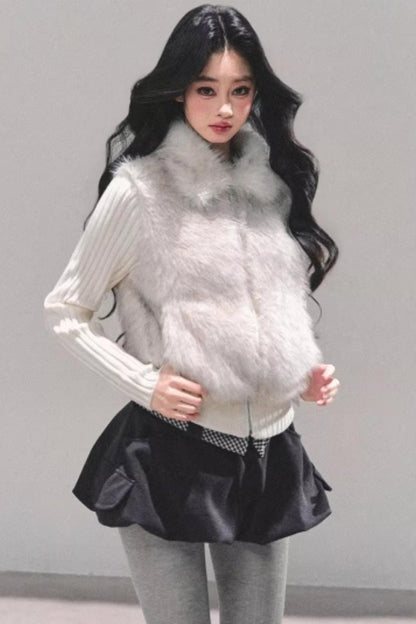 Soft Landing Fur Knit Jacket