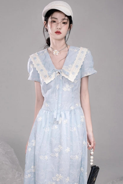 Leisurely Blue Collar Dress