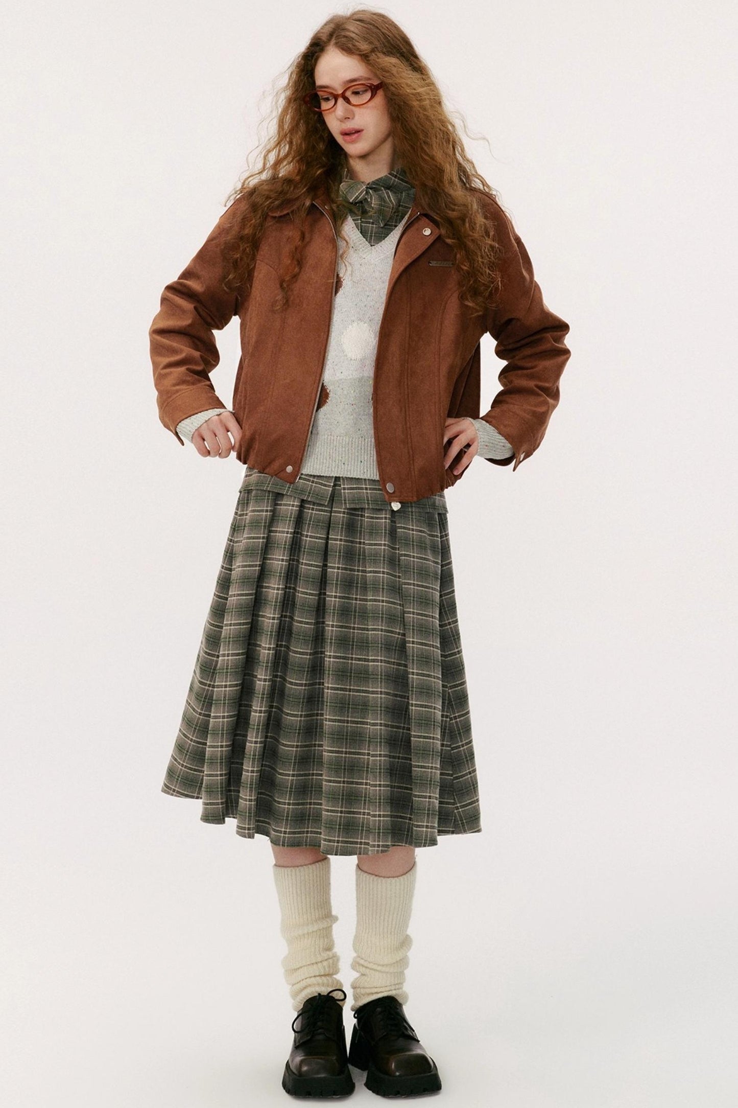 Autumn Plaid Midi Skirt