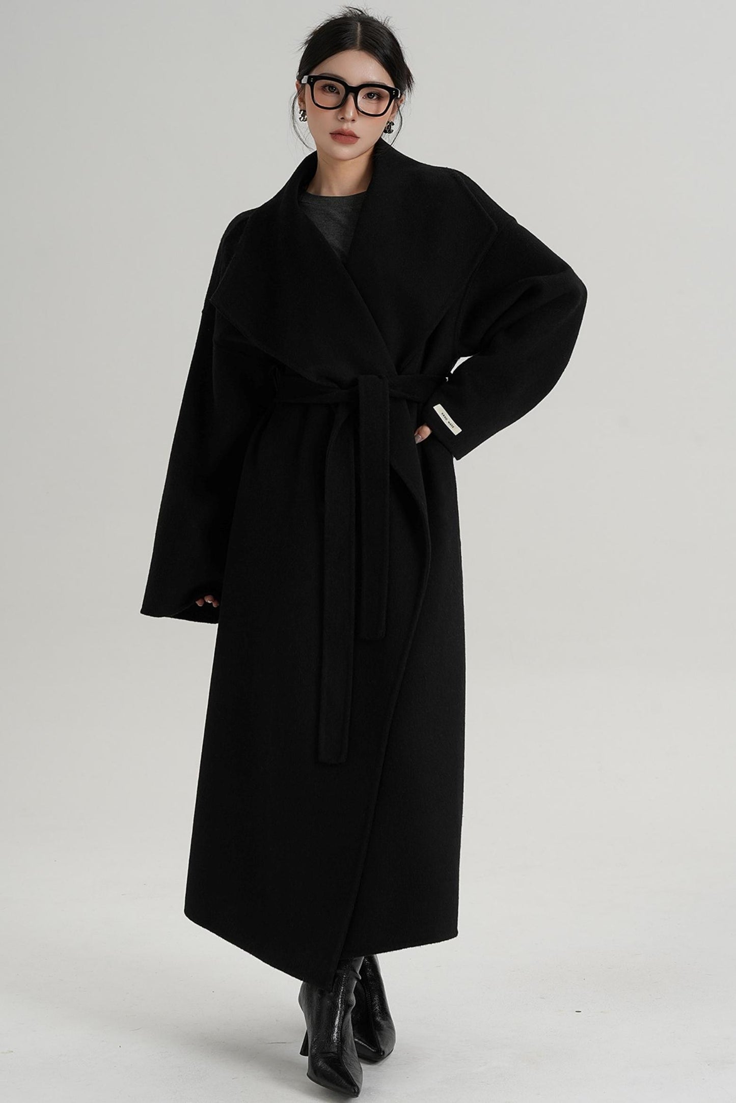 Large Lapel Long Wool Coat