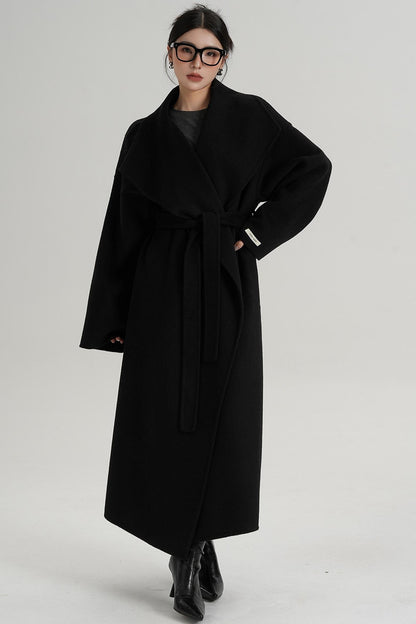 Large Lapel Long Wool Coat