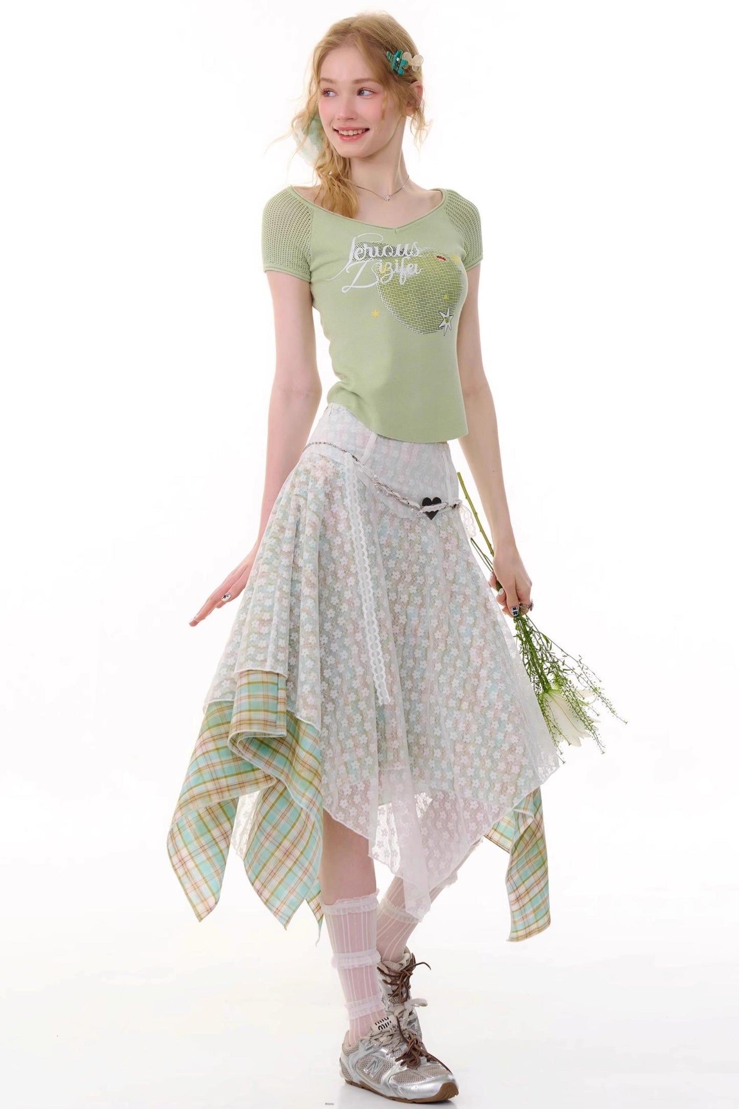 Summer Green Plaid Skirt