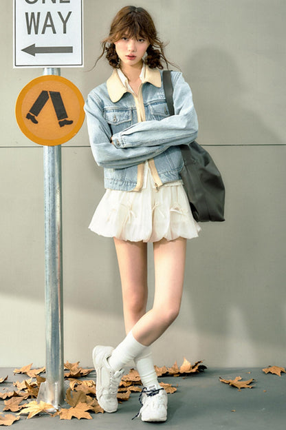 Light Blue Suede Denim Jacket