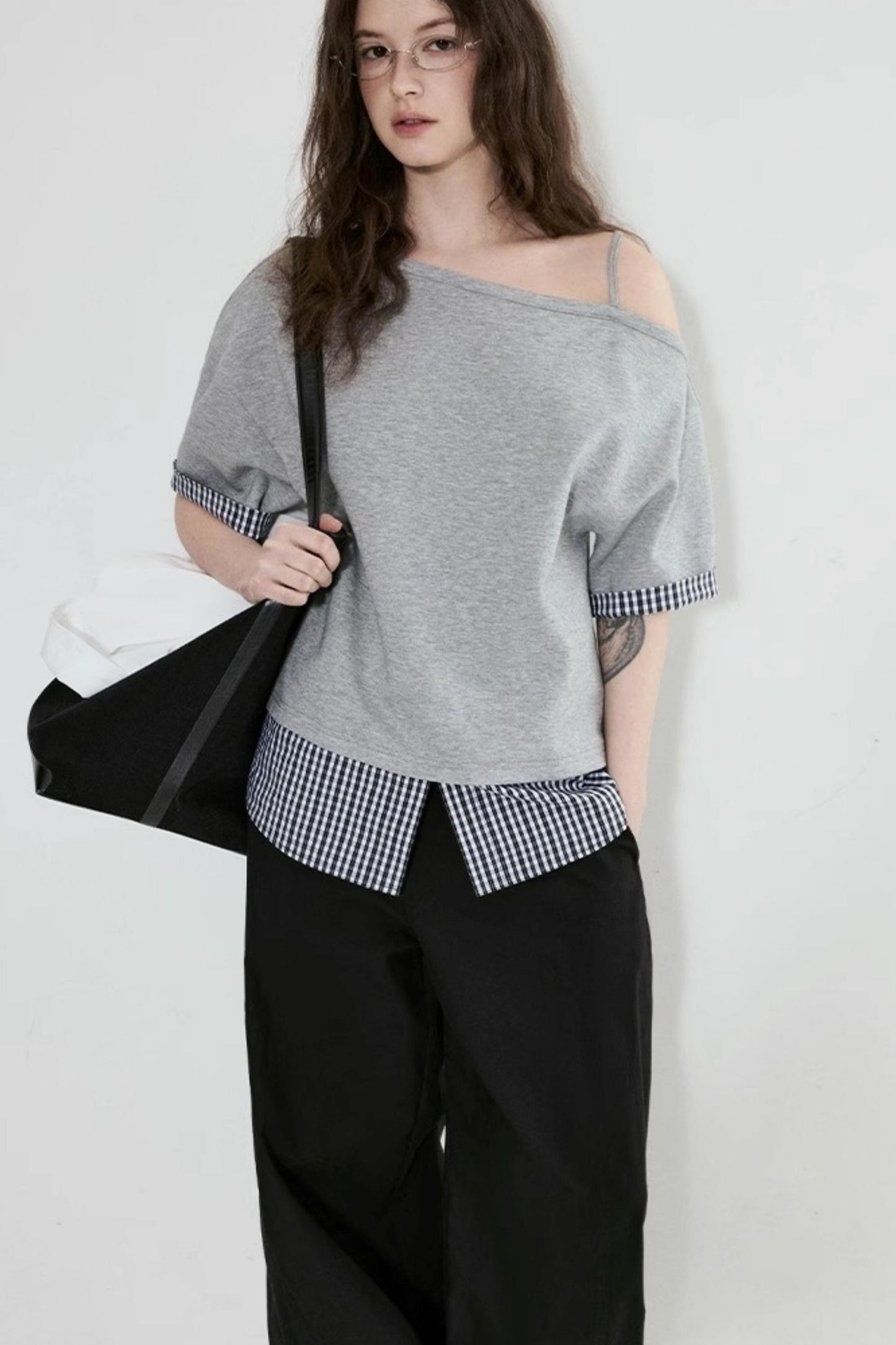Gray One-Shoulder Tee