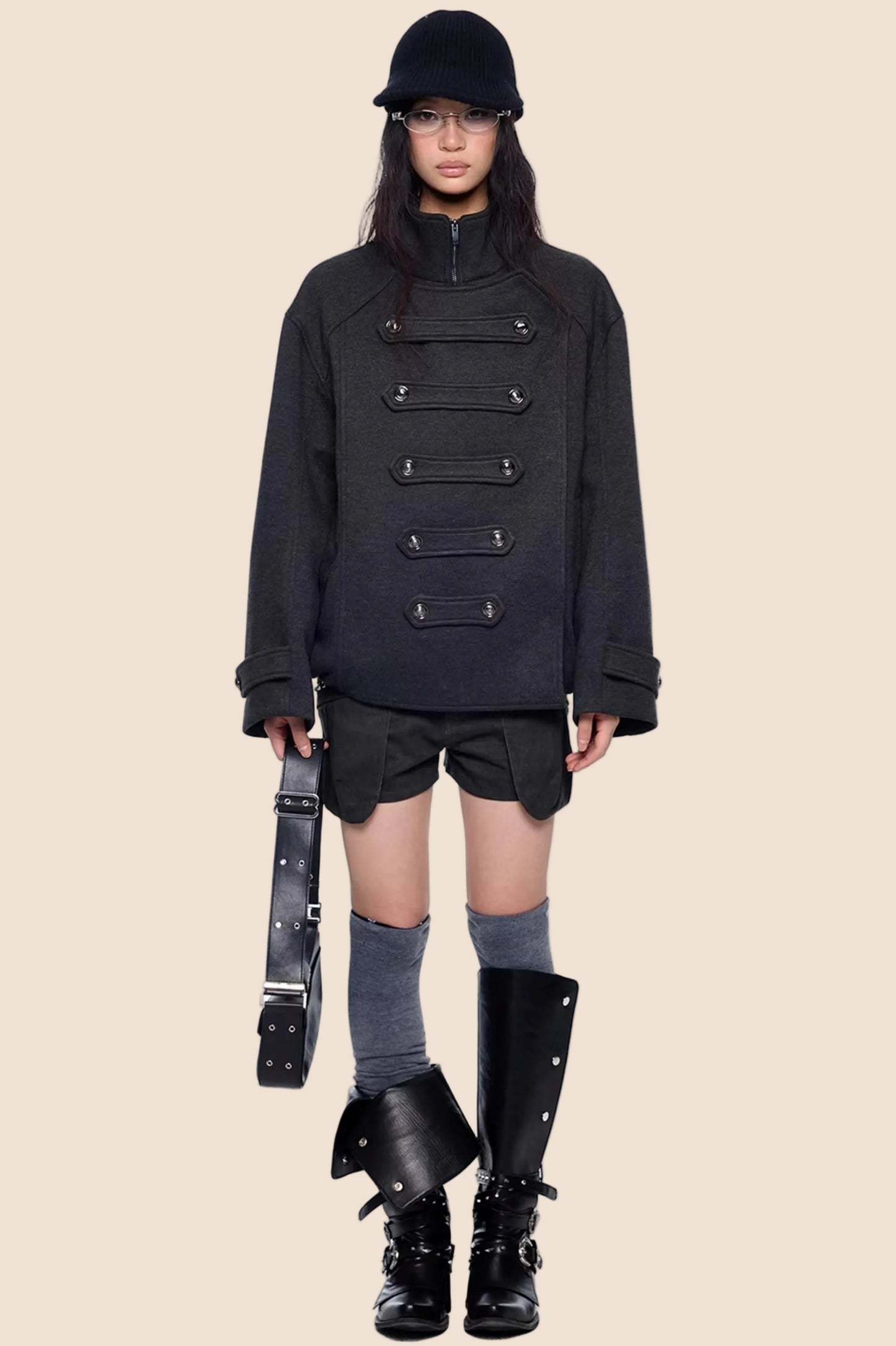 Rivet Pleated A-Line Shorts