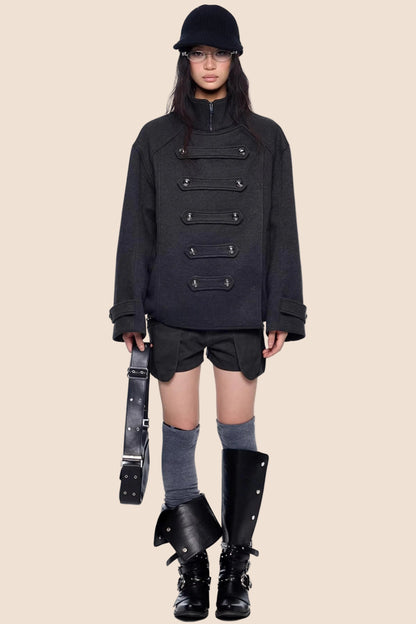 Rivet Pleated A-Line Shorts