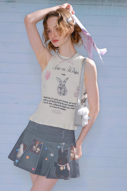 Rabbit Print Wrap Top