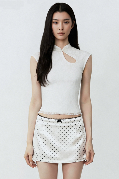 Chinese Lace Asymmetrical Vest