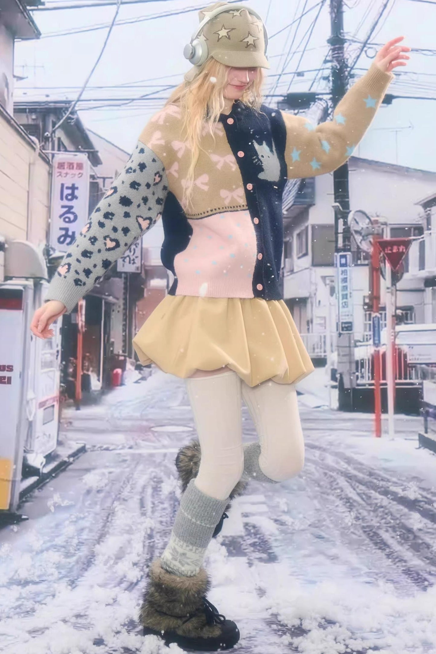 Retro Color-Blocking Cardigan Jacket