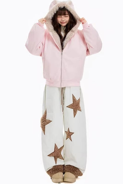 Plush Wool Wide-Leg Pants