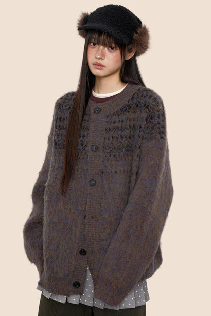 Brushed Crew Neck Cardigan