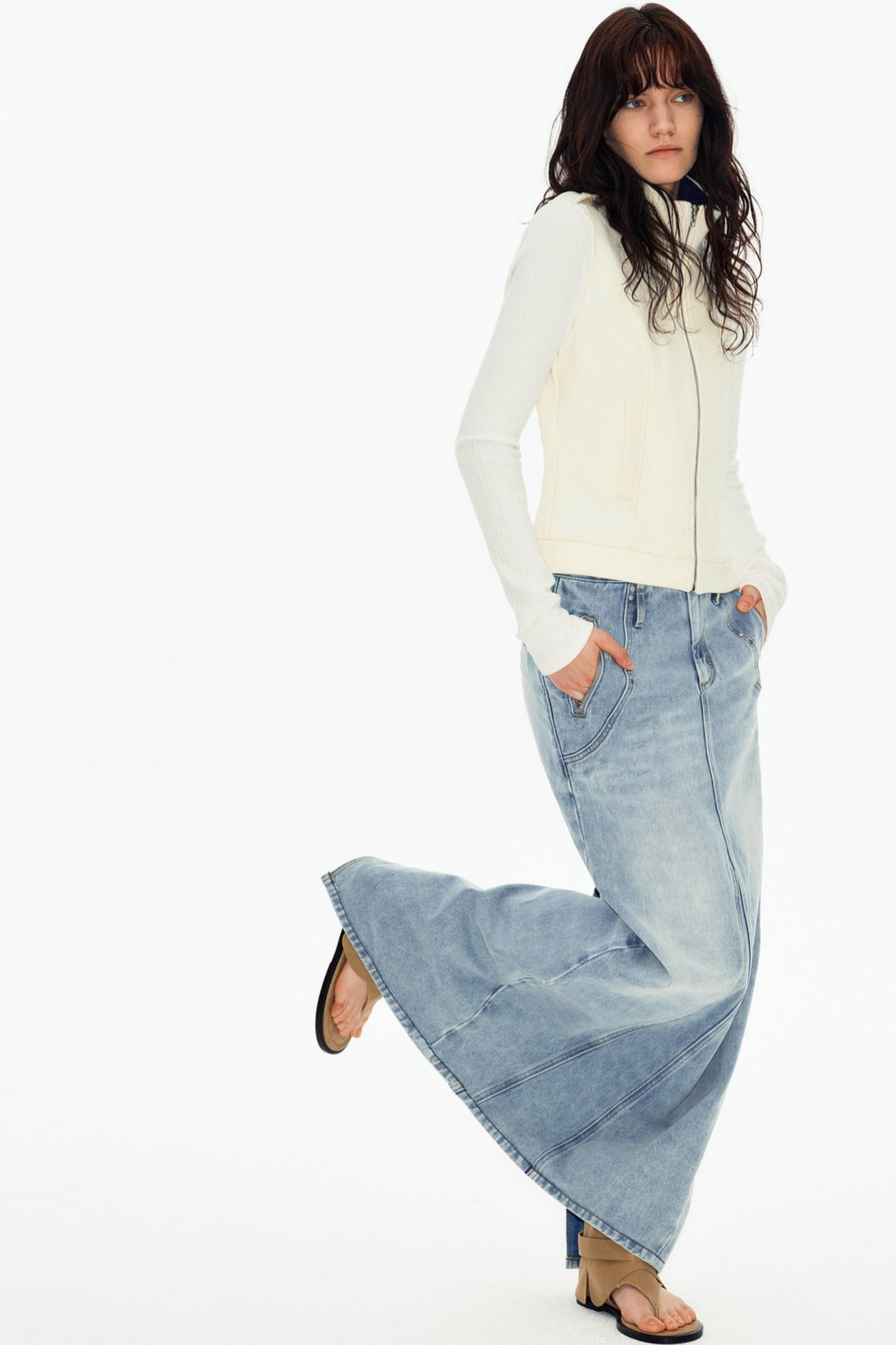 Vintage Washed Denim Skirt